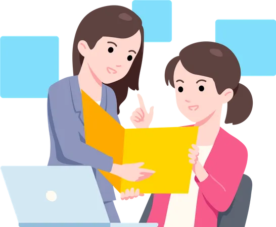 8 Female Entrepreneur View Documents And Talk With Secretary About The Business Illustration Flat Illustration