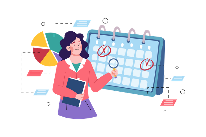 Businesswoman checking her schedule  Illustration