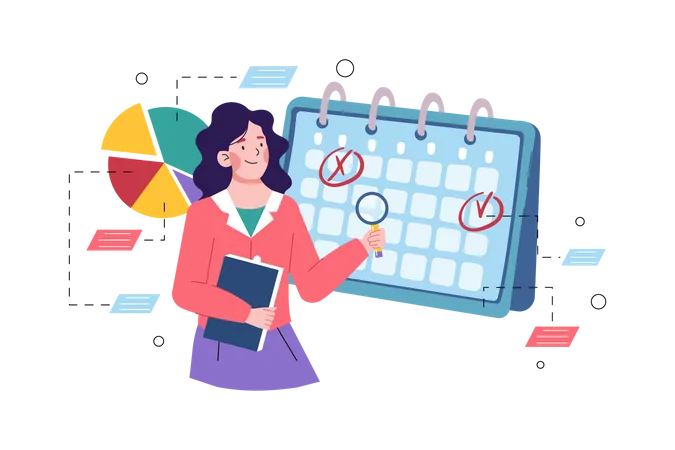 Businesswoman checking her schedule  Illustration