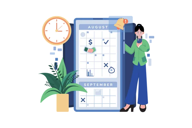 Businesswoman Checking Her Schedule  Illustration