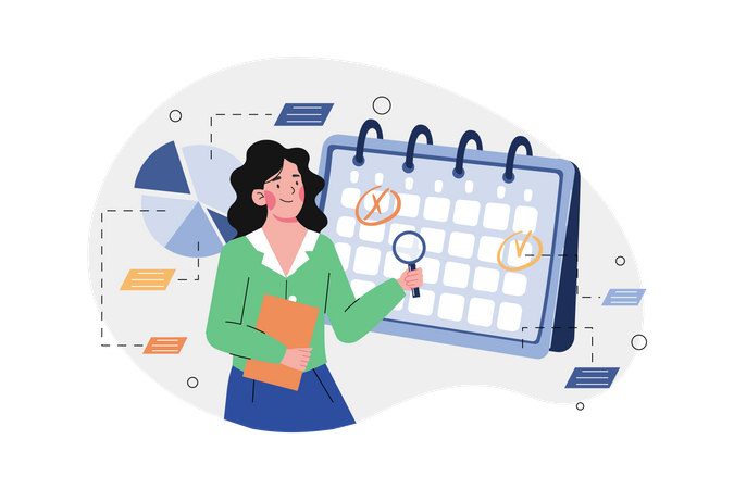 Businesswoman checking her schedule  Illustration