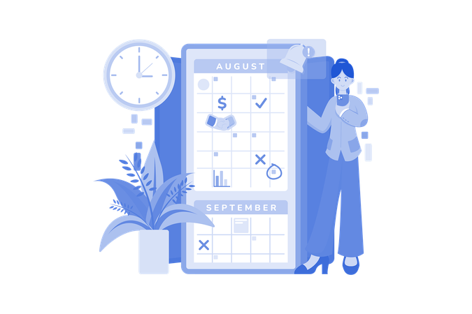 Businesswoman Checking Her Schedule  Illustration