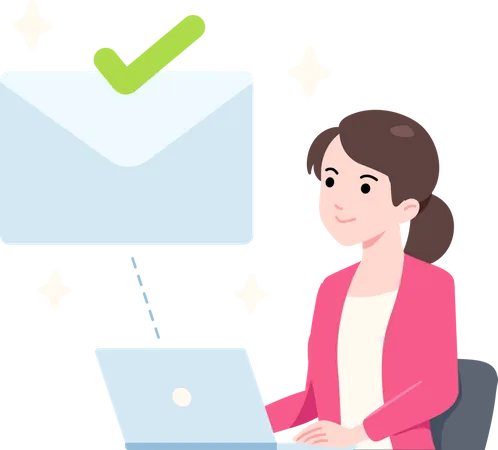 24 Female Entrepreneur Send Email Promotion Business Marketing Illustration Flat イラスト