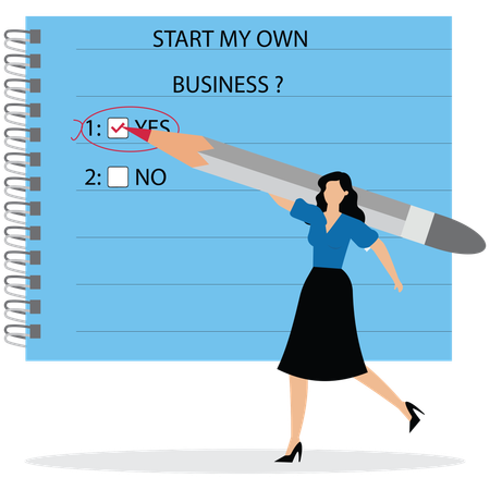 Businesswoman checking mark on yes checkbox  Illustration