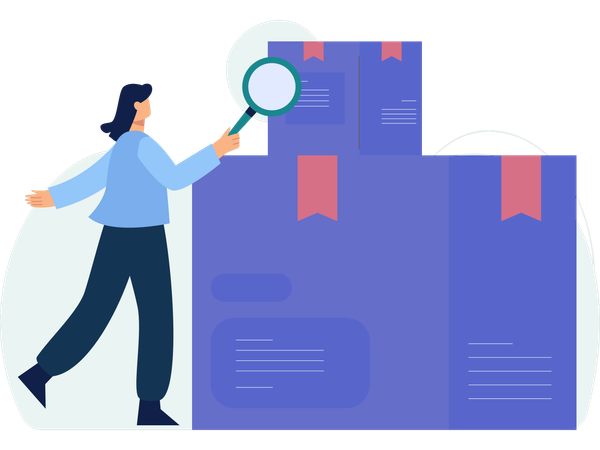 Businesswoman checking product quality  Illustration