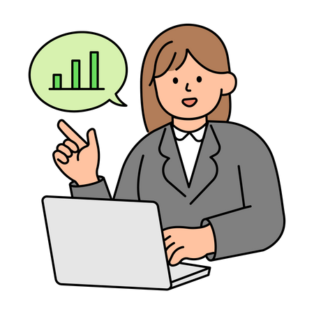 Businesswoman Checking Progress of Rising Performance  Illustration