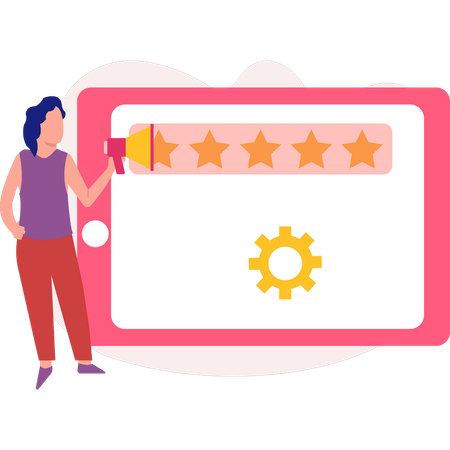 Businesswoman checks customer rating experience  Illustration