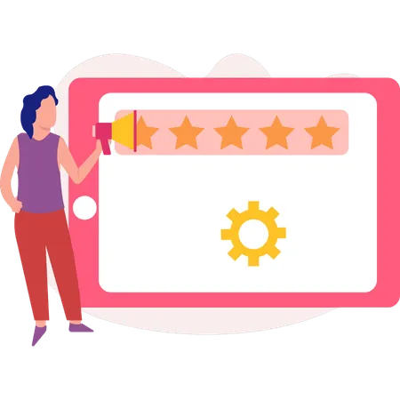 Businesswoman checks customer rating experience  Illustration