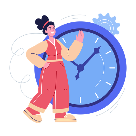 Businesswoman checks meeting time  Illustration