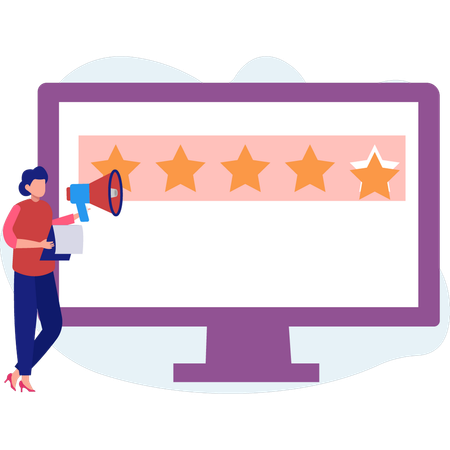 Businesswoman checks out rating page  Illustration