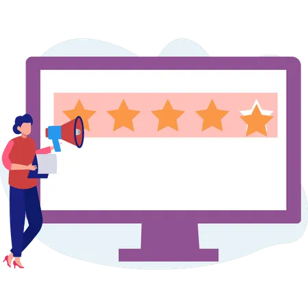 Businesswoman checks out rating page  Illustration