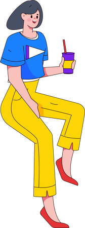 Businesswoman chills during presentation  Illustration