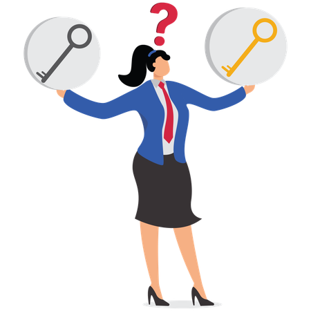 Businesswoman Choice Right Key  Illustration