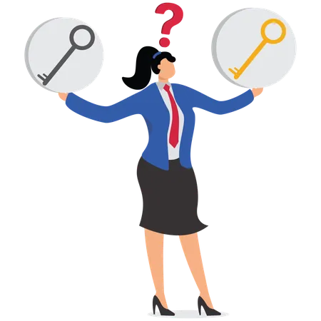 Businesswoman Choice Right Key  Illustration