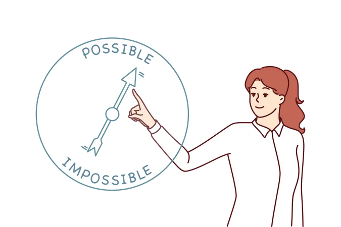 Businesswoman chooses between possible and impossible event  Illustration