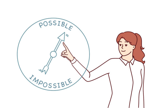 Businesswoman chooses between possible and impossible event  Illustration