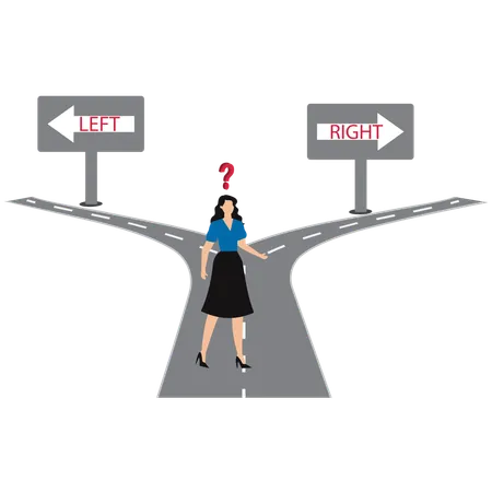 Businesswoman choosing business direction  Illustration