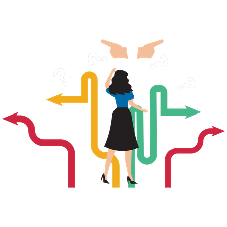 Businesswoman choosing career path  Illustration