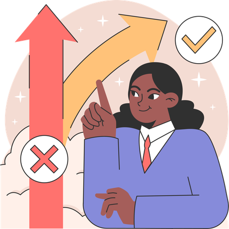Businesswoman choosing right path  Illustration