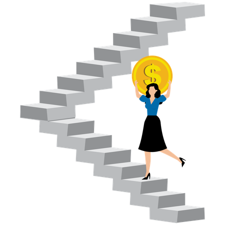 Businesswoman climbing business challenges  Illustration