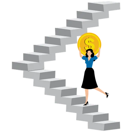 Businesswoman climbing business challenges  Illustration