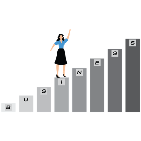 Businesswoman climbing business steps  Illustration