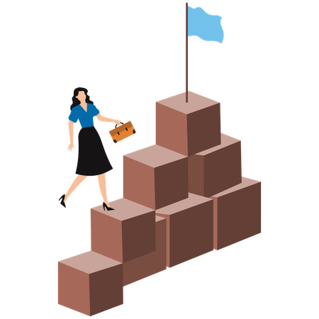 Businesswoman climbing business target  Illustration