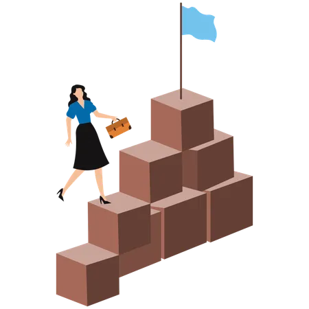 Businesswoman climbing business target  Illustration