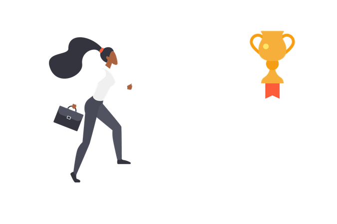 Businesswoman climbing career ladder  Illustration