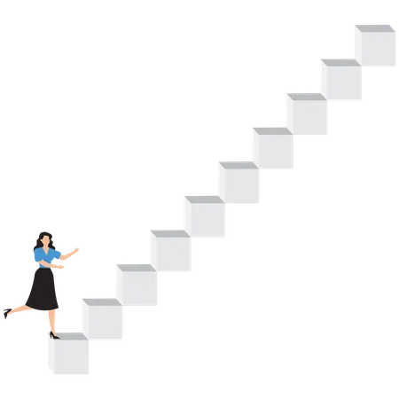 Businesswoman climbing career ladder  Illustration