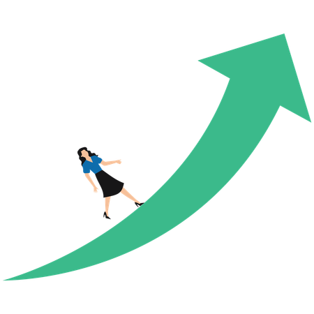 Businesswoman climbing growth graph  Illustration