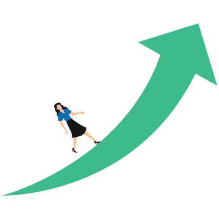 Businesswoman climbing growth graph  Illustration