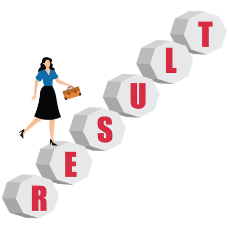 Businesswoman climbing ladder of success  Illustration