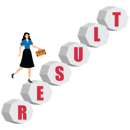 Businesswoman climbing ladder of success  Illustration