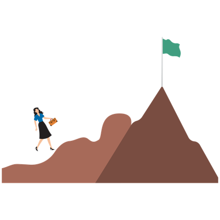 Businesswoman climbing mountains go to success  Illustration