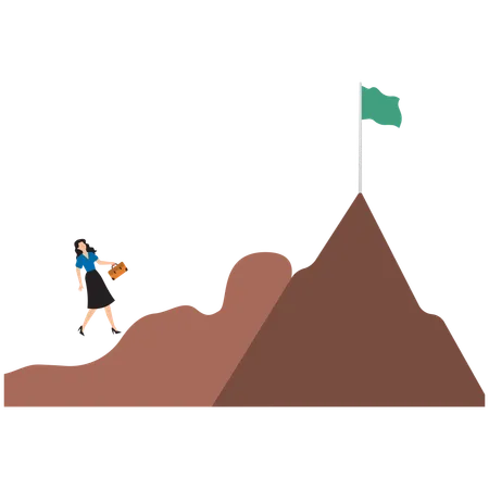 Businesswoman climbing mountains go to success  Illustration