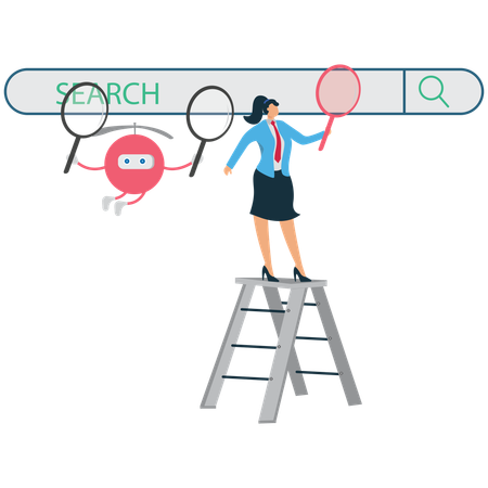 Businesswoman Collaboration between humans and artificial intelligence  Illustration