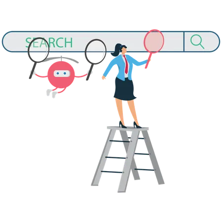 Businesswoman Collaboration between humans and artificial intelligence  Illustration