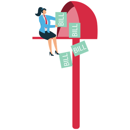 Businesswoman collecting business emails  Illustration