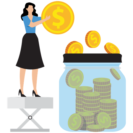 Businesswoman collecting business finance  Illustration