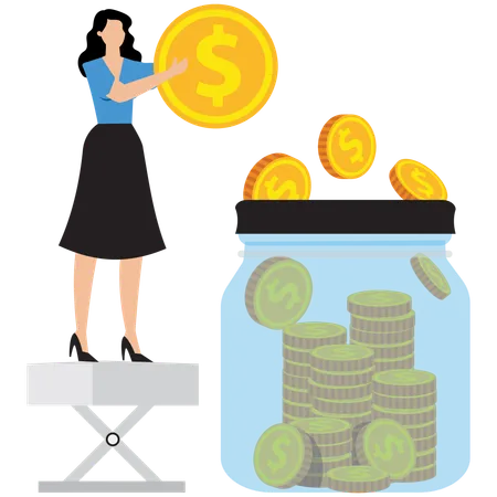 Businesswoman collecting business finance  Illustration