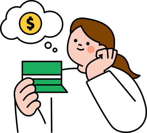 Businesswoman collects money in her box  Illustration