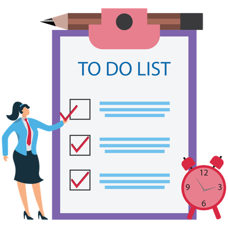 Businesswoman Complete to do list  Illustration