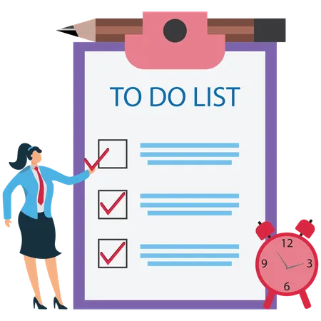 Businesswoman Complete to do list  Illustration
