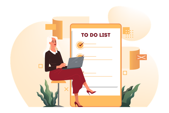 Businesswoman complete todolist  Illustration