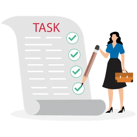 Businesswoman completing task list  Illustration