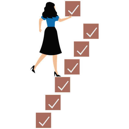 Businesswoman Completing task one by one  Illustration