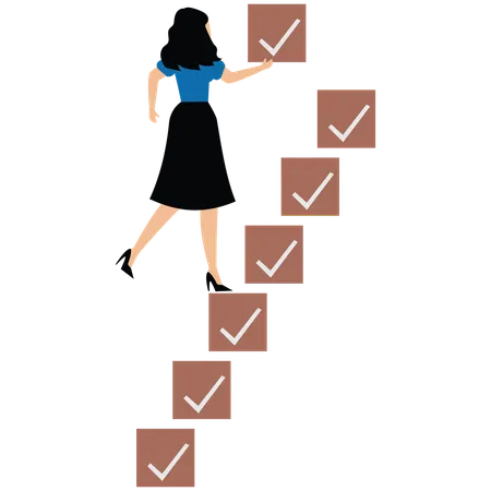 Businesswoman Completing task one by one  Illustration