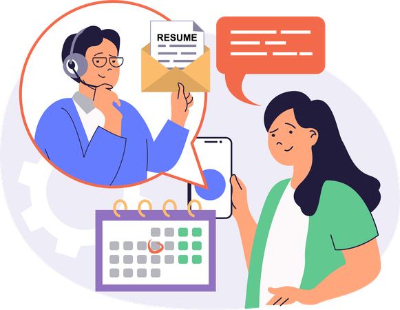 Businesswoman conducting telephone interview  Illustration