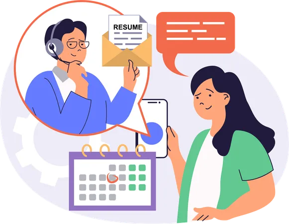 Businesswoman conducting telephone interview  Illustration